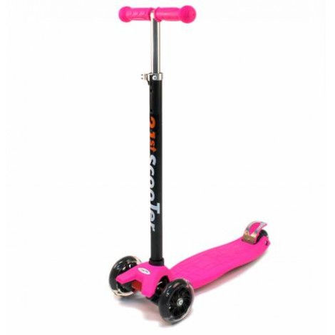 Trotineta 21st Scooter cu 3 roti si luminite, reglabila, pentru copii, roz