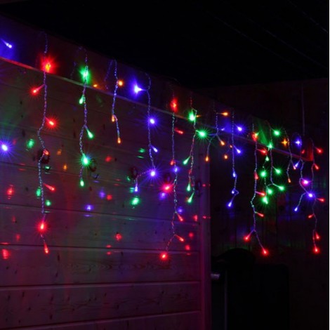 Instalatie 12 metri,MULTICOLOR, 300 LED-uri tip turturi, franjuri, Craciun