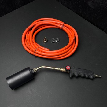 Set Arzator Nurgaz profesional 42cm si furtun gaz 5 metri, accesorii incluse, parlitor pentru butelie, macelarie, negru