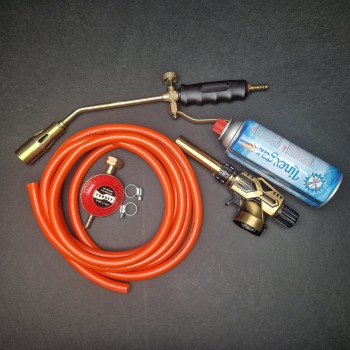 Set Arzator 7 piese, Arzator cu clapeta, furtun, ceas si coliere fixare + Arzator spray cu butelie inclusa