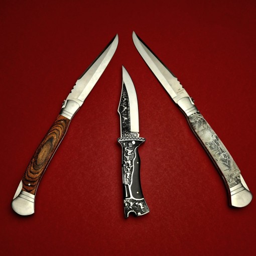 Set HOBBY briceag camping, 3 piese, lama otel inox, diverse modele, PACK