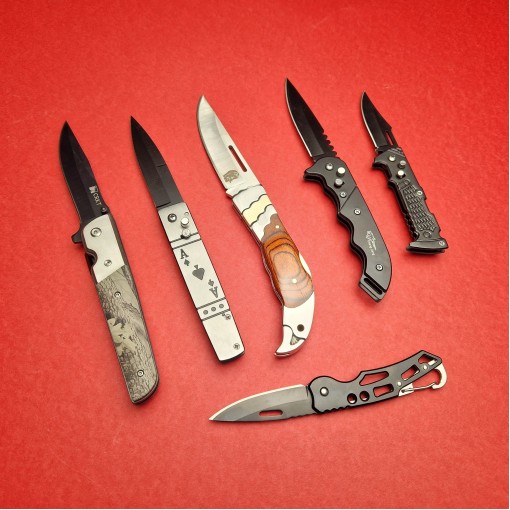 Set HOBBY briceag camping, 6 piese, lama otel inox, diverse modele, CRKT