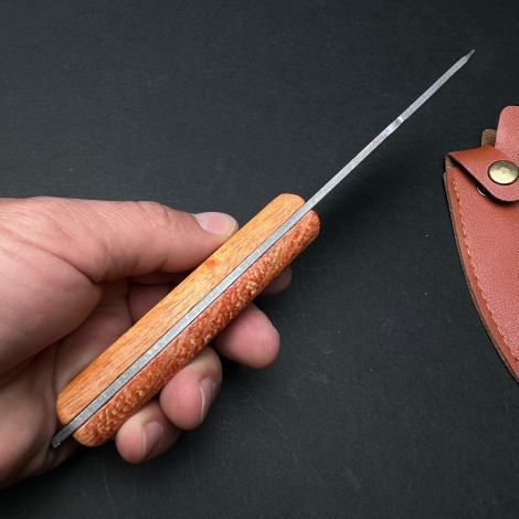 Cutit camping și drumetie 22cm, lama otel inox, maner lemn maro, teaca lama, CB013 cadou barbati FR19