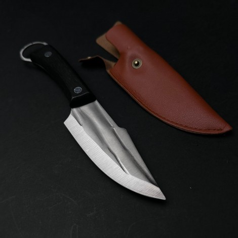 Cutit camping și drumetie 23cm, lama otel inox, maner lemn negru, teaca lama, CB014 cadou barbati FR19