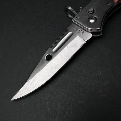 Cutit briceag camping și drumetie 27cm, lama otel inox, maner lemn maro AK, CB020 cadou barbati FR19