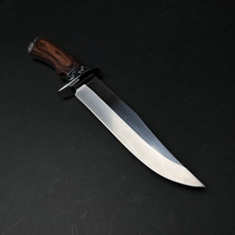 Cutit camping și drumetie 32cm, lama otel inox, maner lemn negru-maro, CB006 cadou barbati FR20