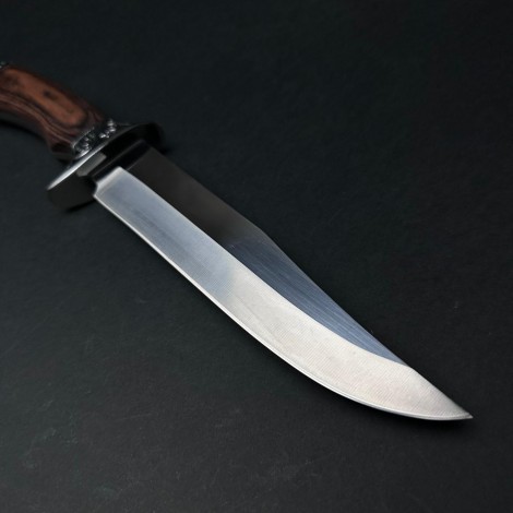 Cutit camping și drumetie 32cm, lama otel inox, maner lemn negru-maro, CB006 cadou barbati FR20