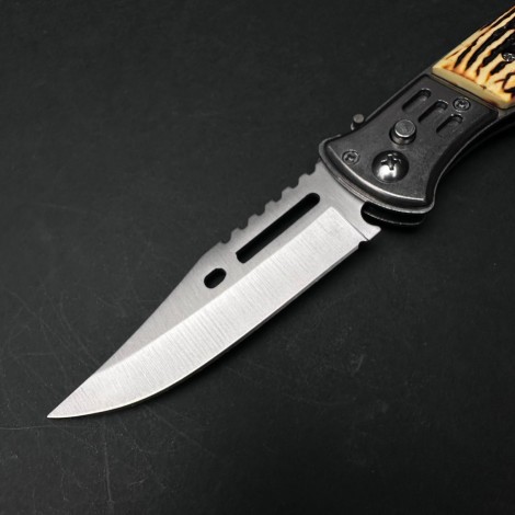 Cutit briceag camping și drumetie 22cm, lama otel inox, maner corn cerb, CB011 cadou barbati FR19