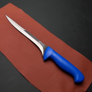 Cutit macelarie injunghiat Gama Artizanal 34cm, lama fier forjat, maner aderent albastru (a2) FeroCut