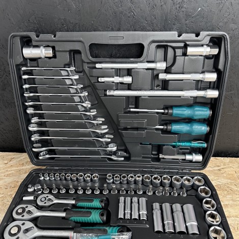 Trusa de scule profesionala 121 piese, tubulare, biti, chei fixe si clichet de 1/4, 1/2 si 3/8 + Trusa de scule 11 piese RESIGILAT- Cutie sparta