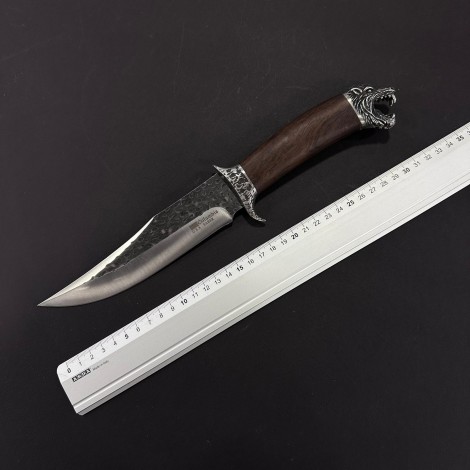 Cutit camping Bowie Columbia Saber 33cm, lama fier forjat, maner lemn maro, husa, COL-SB33