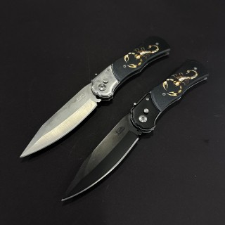 Set 2 piese briceag Gold Scorpion 24cm, lama 10cm otel inox, maner negru