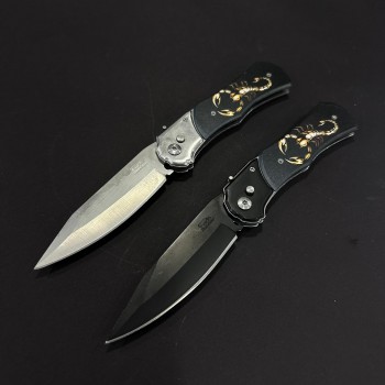 Set 2 piese briceag Gold Scorpion 24cm, lama 10cm otel inox, maner negru