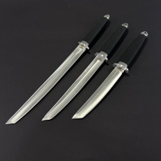 Set 3 cuțite japoneze ColdSteel, lama otel inox, maner abs negru si husa piele