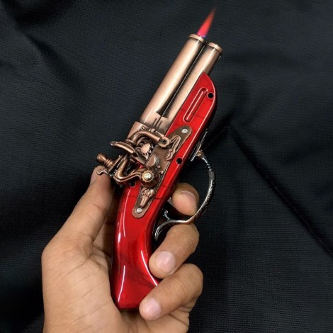 Brichetă decorativă pistol 1800 – formă realistă, reincarcabila, cupru-rosu, BRI-1800P