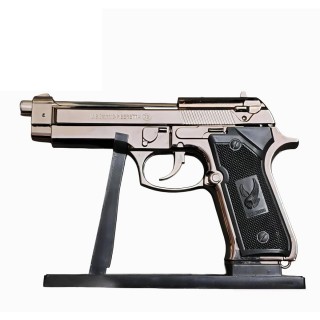 Brichetă decorativă pistol Beretta 9mm – formă realistă, reincarcabila, negru-auriu, BRI-BER9MM-S