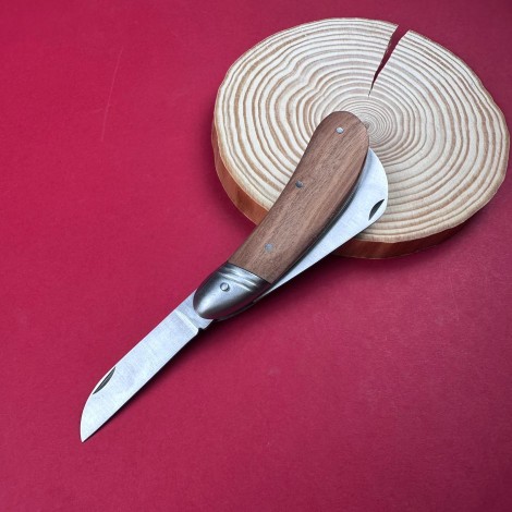 Cutit Altoit tip Briceag 2in1 19cm, lama dubla otel inox, maner lemn maro Fr18