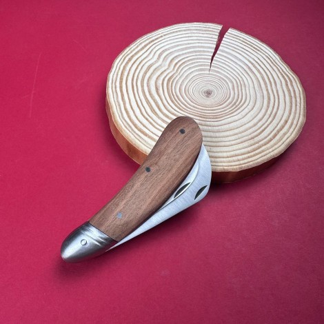 Cutit Altoit tip Briceag 2in1 19cm, lama dubla otel inox, maner lemn maro Fr18