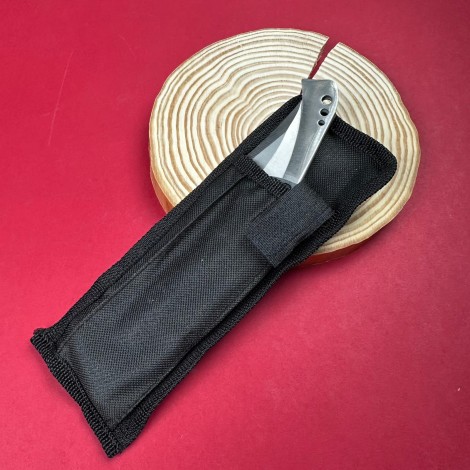 Cutit camping tip Briceag 27cm, lama otel inox, maner metal+lemn maro, cu husa FR18