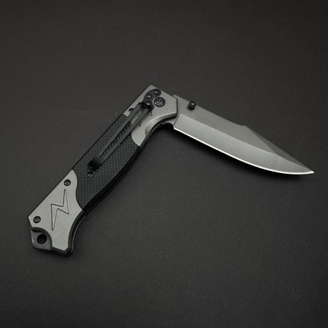 Cutit camping tip Briceag Browning 23cm, lama otel inox, maner metal+abs, cu husa, negru