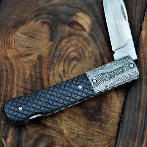 Briceag camping Panther 23cm, lamă oțel inoxidabil, mâner texturat negru cu inserție gravată, husă, BRC-GR23