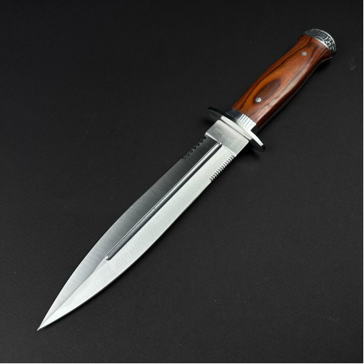 Cutit camping tip Baioneta 31cm, lama 17cm otel inox, lama dublu tais, maro, cu husa FR18