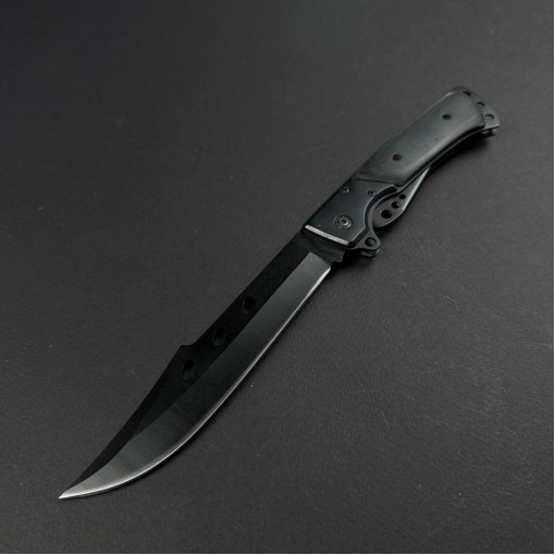 Cutit camping tip Briceag 27cm, lama otel inox, maner metal+lemn negru, cu husa FR18