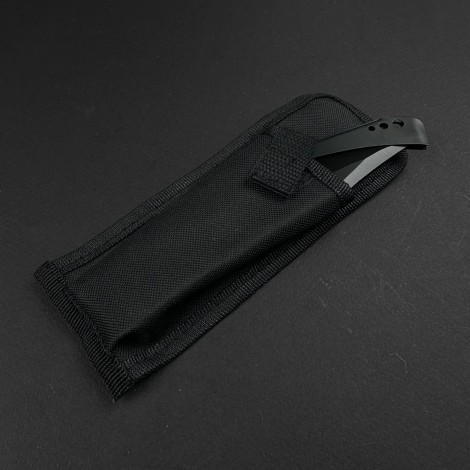 Cutit camping tip Briceag 27cm, lama otel inox, maner metal+lemn negru, cu husa FR18