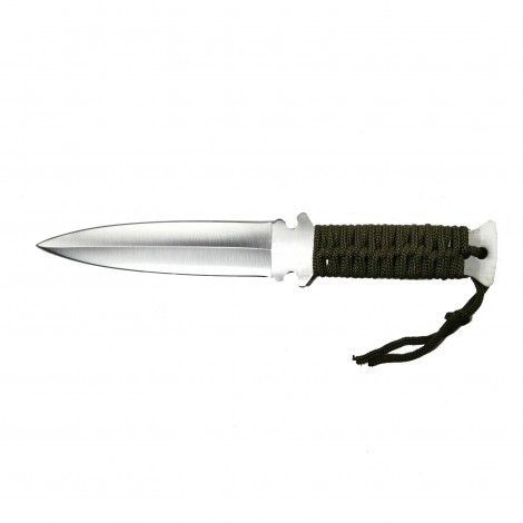 Cutit vanatoare tip kunai 22cm, otel inoxidabil, argintiu, teaca inclusa, KUN-22G