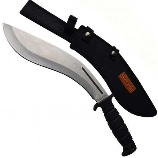 Maceta camping ColdSteel Kukri 40cm MAC-CS40A, lama otel inoxidabil, maner abs, cu husa textila, argintiu, sabie FRS10