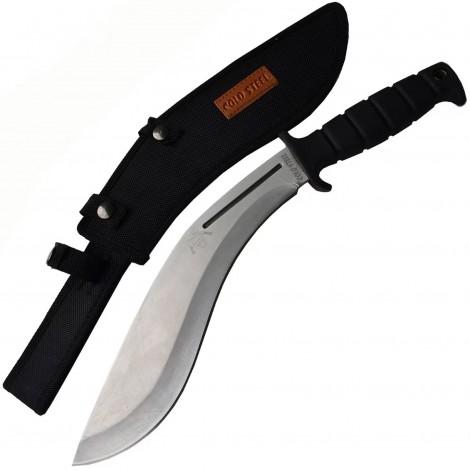 Maceta camping ColdSteel Kukri 40cm MAC-CS40A, lama otel inoxidabil, maner abs, cu husa textila, argintiu, sabie FRS10