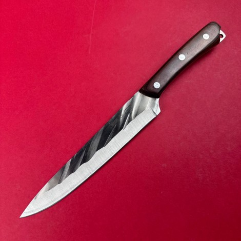 Set HOBBY camping 3 piese Cutit japonez, lama otel inox, teaca piele, maner lemn maro