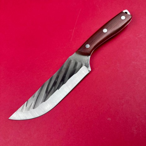 Set HOBBY camping 3 piese Cutit japonez, lama otel inox, teaca piele, maner lemn maro