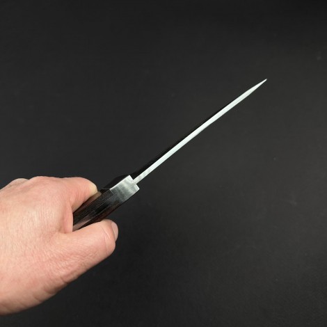 Cutit camping Skinner Urs 25cm, lama curba otel inox, maner lemn, teaca piele FR18