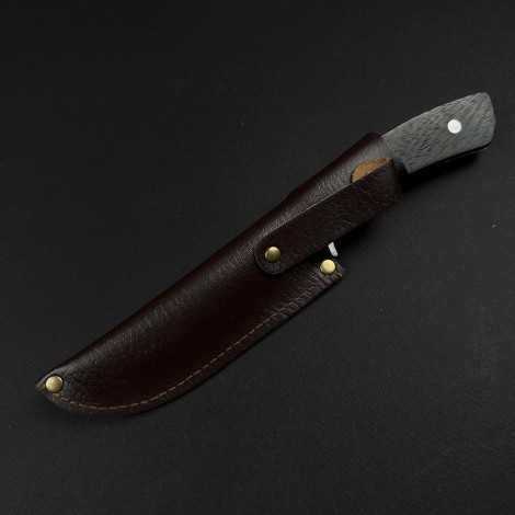 Cutit camping Skinner Urs 25cm, lama curba otel inox, maner lemn, teaca piele FR18