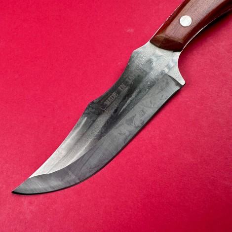 Cutit camping japonez 25cm, lama otel inox, teaca piele, maner lemn maro FR19