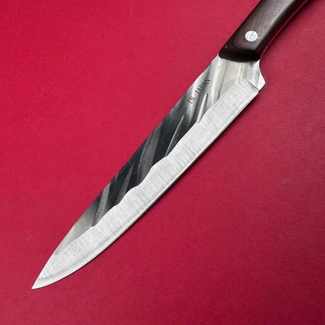 Cutit camping japonez 31cm, lama otel inox, teaca piele, maner lemn maro FR19