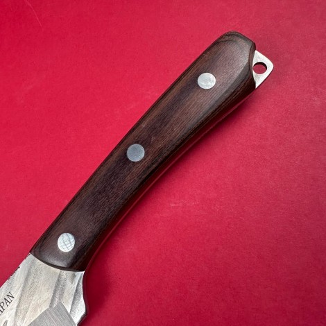 Cutit camping japonez 31cm, lama otel inox, teaca piele, maner lemn maro FR19