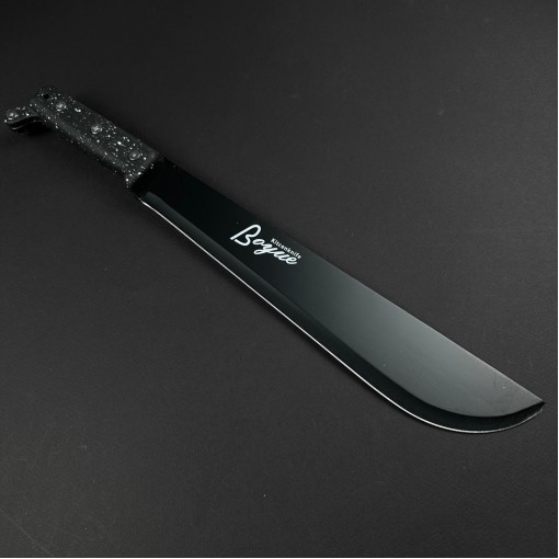 Cuțit camping tip maceta Boyue 45cm, lamă oțel inoxidabil, mâner negru, cu husa FR18