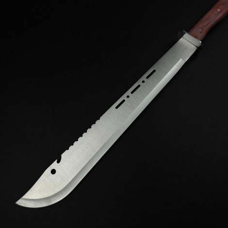 Cuțit camping tip maceta bowie 70cm, lamă otel inoxidabil, maner lemn cu inel, cu husa camo FR18 sabie + Cadou kunai 22cm FRS10