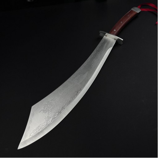 Cuțit camping tip maceta Dragon 61cm, lamă otel inoxidabil, maner lemn, husă inclusă + cadou cutit Shuriken FR20 sabie FRS10