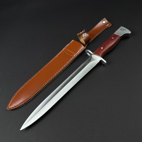 Set hobby 3 piese, Toporisca 34cm, Cutit tip Maceta fier forjat si Cutit tip Baioneta cu husa piele, set2