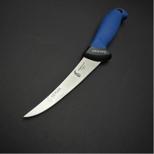 Cutit macelarie dezosat 26cm, lama otel inox 1/2FLEX, maner silicon albastru CMDS26A-OI