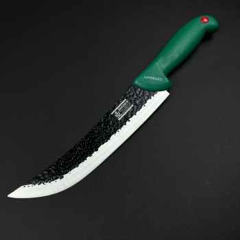 Cutit macelarie bucatarului 30cm, lama lata fier forjat, verde CMB30RL-FF