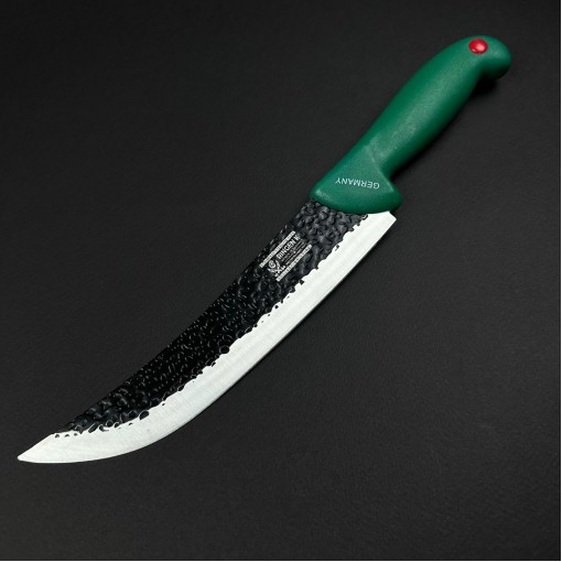 Cutit macelarie bucatarului 30cm, lama lata fier forjat, verde CMB30RL-FF