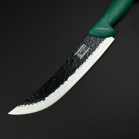 Cutit macelarie bucatarului 30cm, lama lata fier forjat, verde CMB30RL-FF