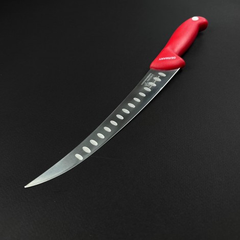 Cutit macelarie dezosat 36cm, lama cu caneluri otel inox, rosu CMD36RC-OI
