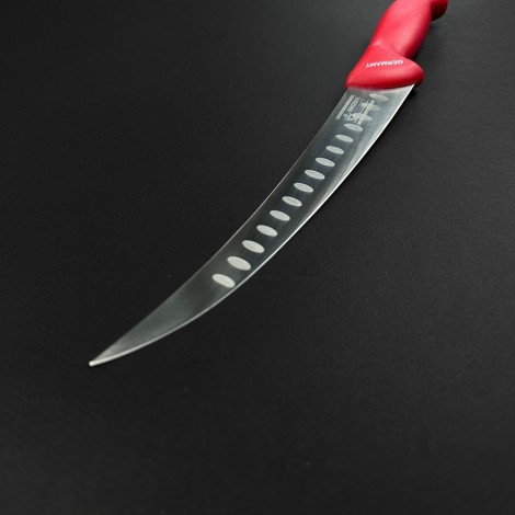 Cutit macelarie dezosat 36cm, lama cu caneluri otel inox, rosu CMD36RC-OI