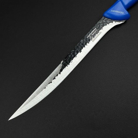 Cutit macelarie injunghiat 38cm, lama cu varf tais dublu fier forjat, albastru CMI38AVD-FF