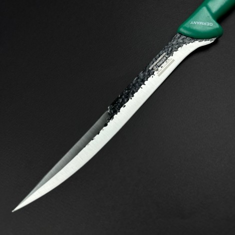 Cutit macelarie injunghiat 38cm, lama cu varf tais dublu fier forjat, verde CMI38VVD-FF